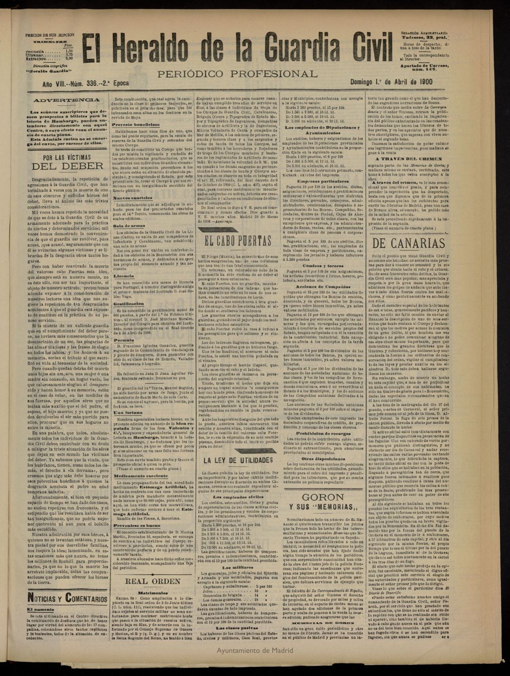 Miniatura de Heraldo de la Guardia Civil del 1 de abril de 1900