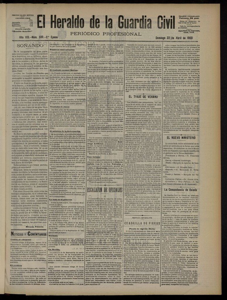 Miniatura de Heraldo de la Guardia Civil del 22 de abril de 1900