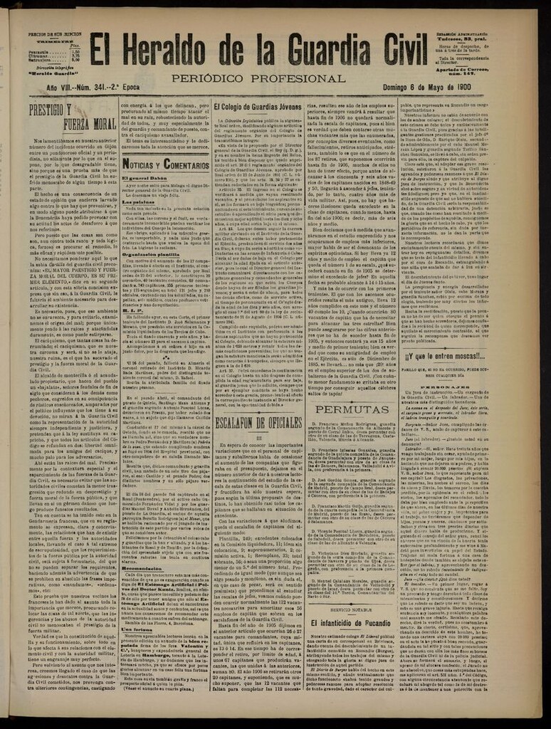 Miniatura de Heraldo de la Guardia Civil del 6 de mayo de 1900