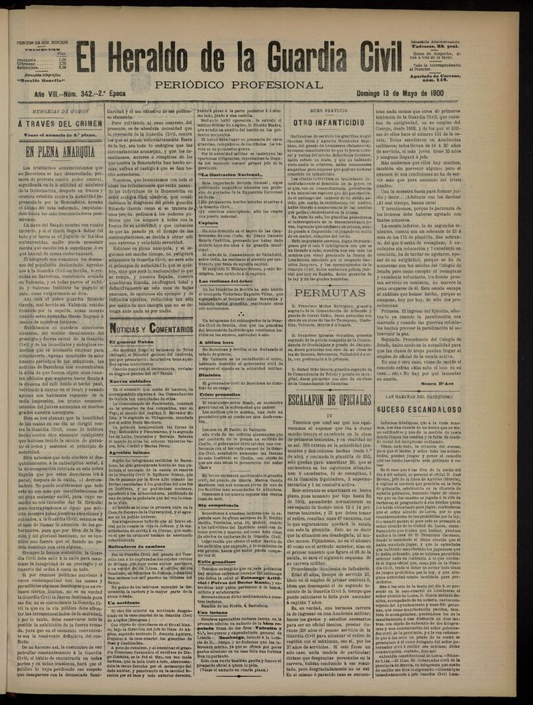 Miniatura de Heraldo de la Guardia Civil del 13 de mayo de 1900