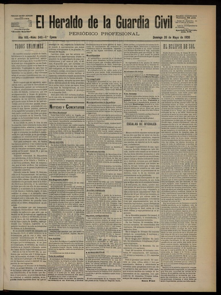 Miniatura de Heraldo de la Guardia Civil del 20 de mayo de 1900