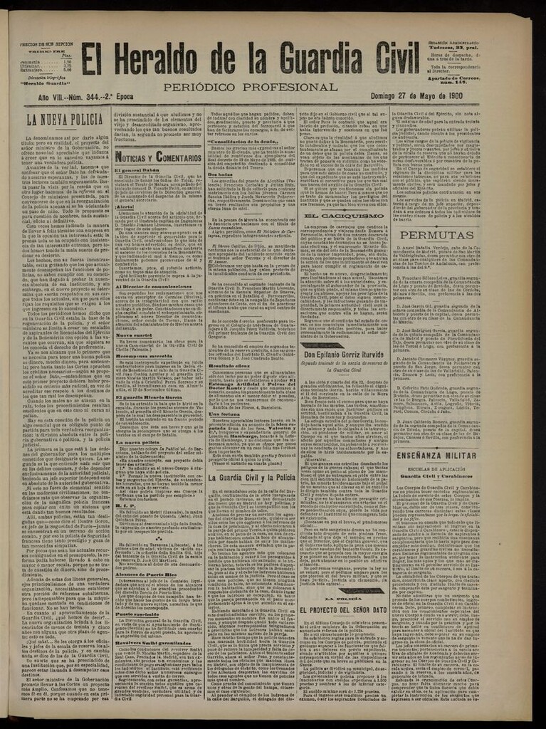 Miniatura de Heraldo de la Guardia Civil del 27 de mayo de 1900