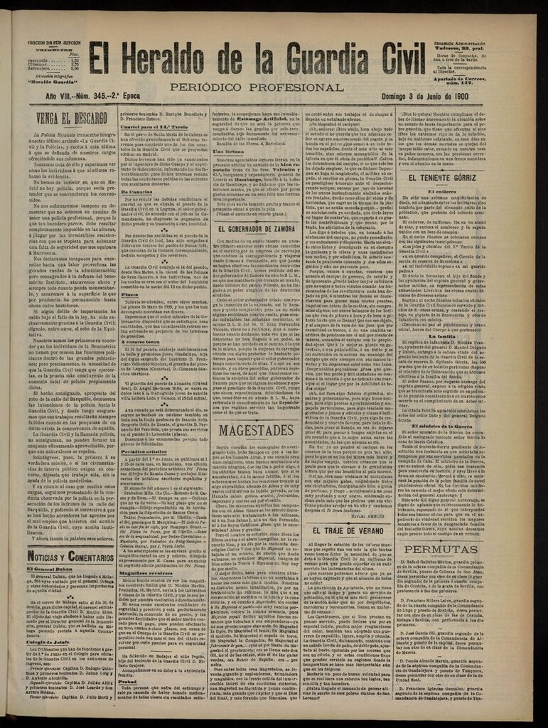 Miniatura de Heraldo de la Guardia Civil del 3 de junio de 1900