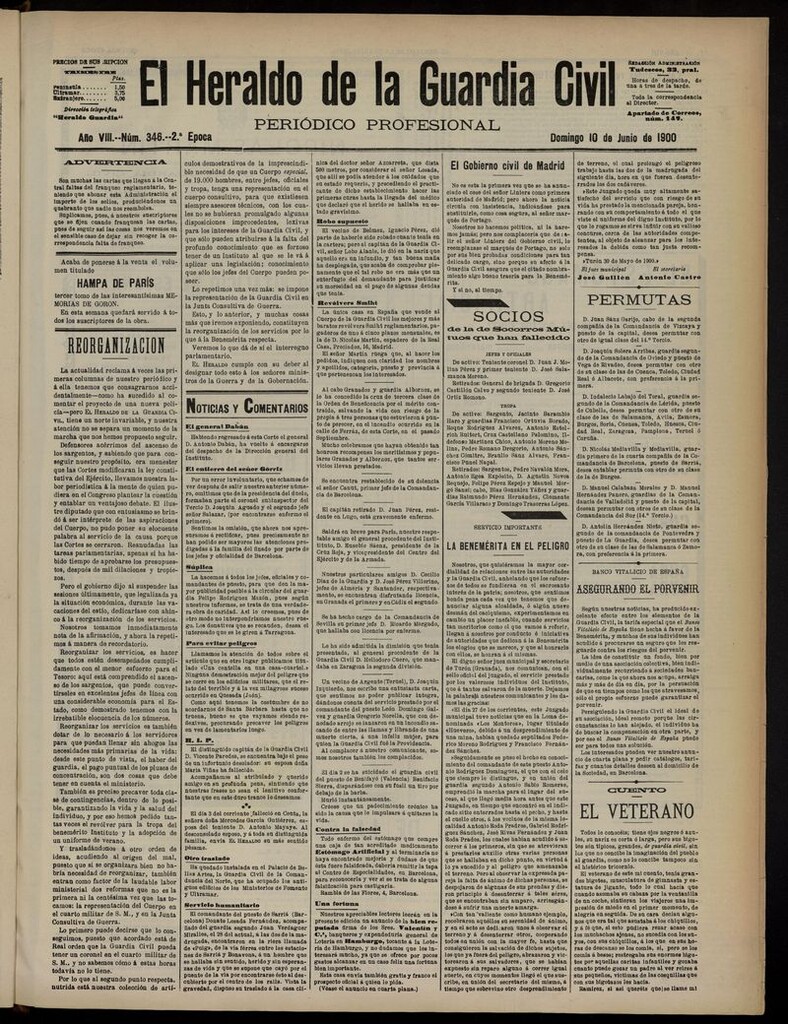 Miniatura de Heraldo de la Guardia Civil del 10 de junio de 1900