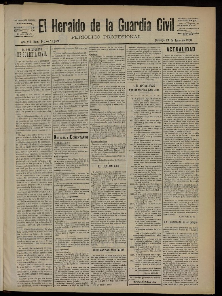 Miniatura de Heraldo de la Guardia Civil del 24 de junio de 1900