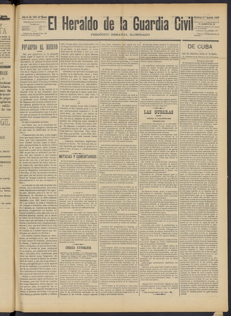 Miniatura de Heraldo de la Guardia Civil del 1 de agosto de 1897