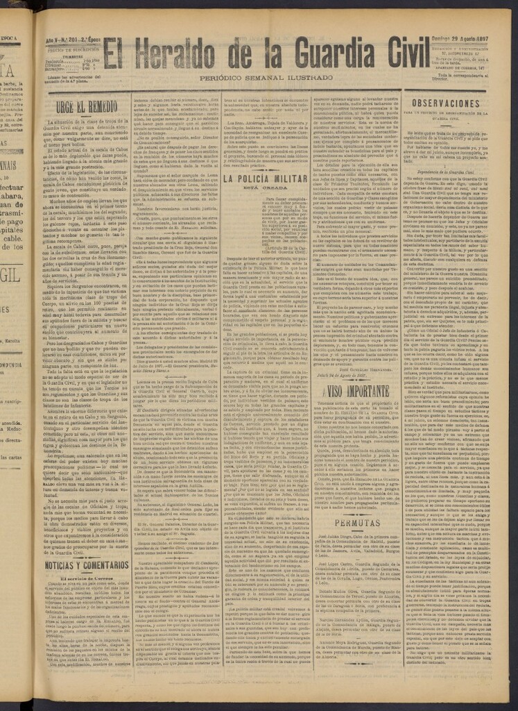 Miniatura de Heraldo de la Guardia Civil del 29 de agosto de 1897