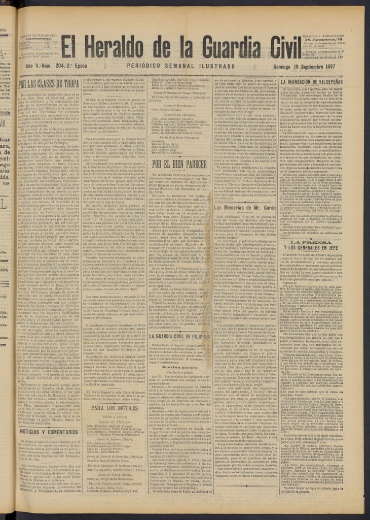 Miniatura de Heraldo de la Guardia Civil del 19 de septiembre de 1897