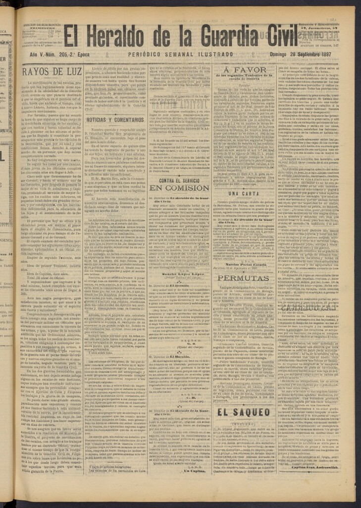 Miniatura de Heraldo de la Guardia Civil del 26 de septiembre de 1897