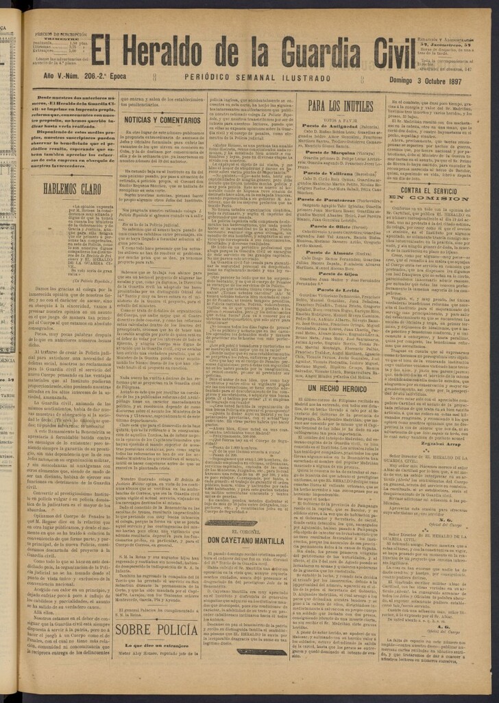 Miniatura de Heraldo de la Guardia Civil del 3 de octubre de 1897