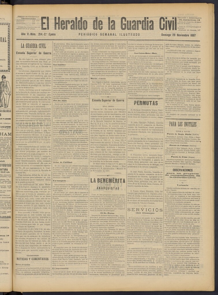 Miniatura de Heraldo de la Guardia Civil del 28 de noviembre de 1897
