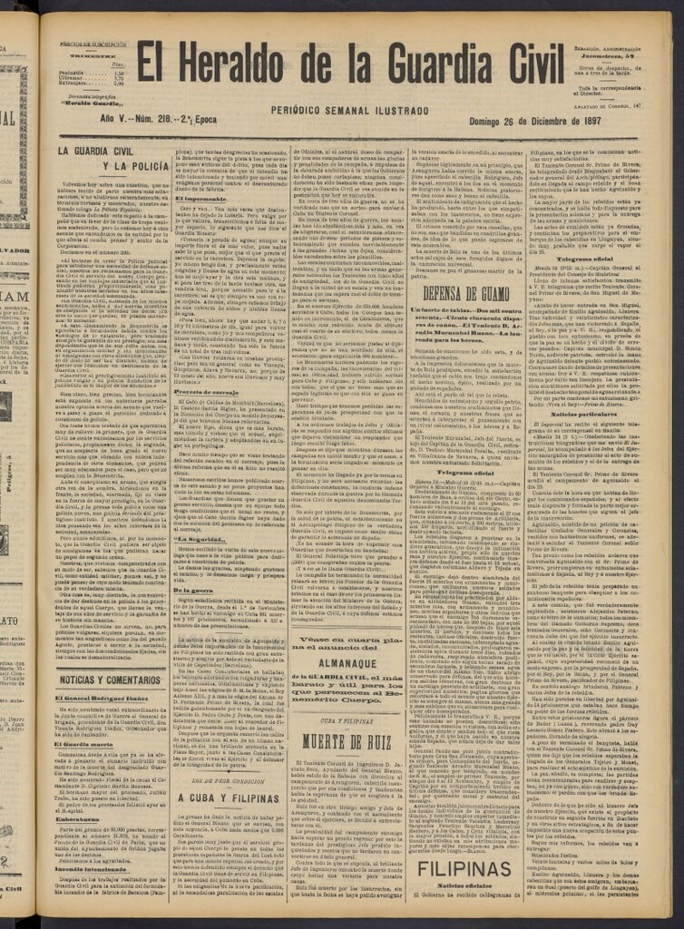 Miniatura de Heraldo de la Guardia Civil del 26 de diciembre de 1897
