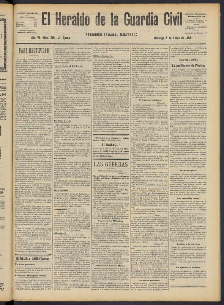 Miniatura de Heraldo de la Guardia Civil del 2 de enero de 1898