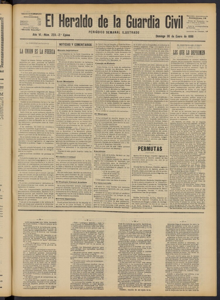 Miniatura de Heraldo de la Guardia Civil del 30 de enero de 1898