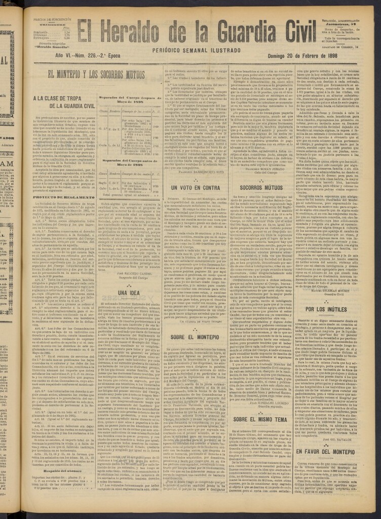 Miniatura de Heraldo de la Guardia Civil del 20 de febrero de 1898