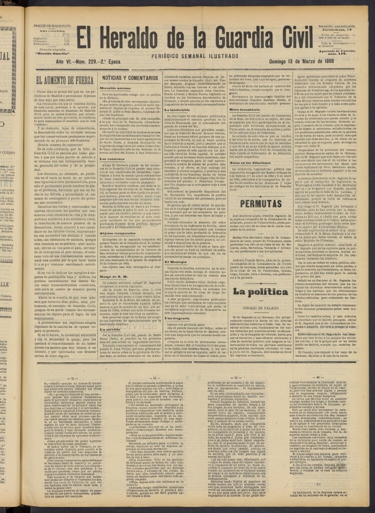 Miniatura de Heraldo de la Guardia Civil del 13 de marzo de 1898