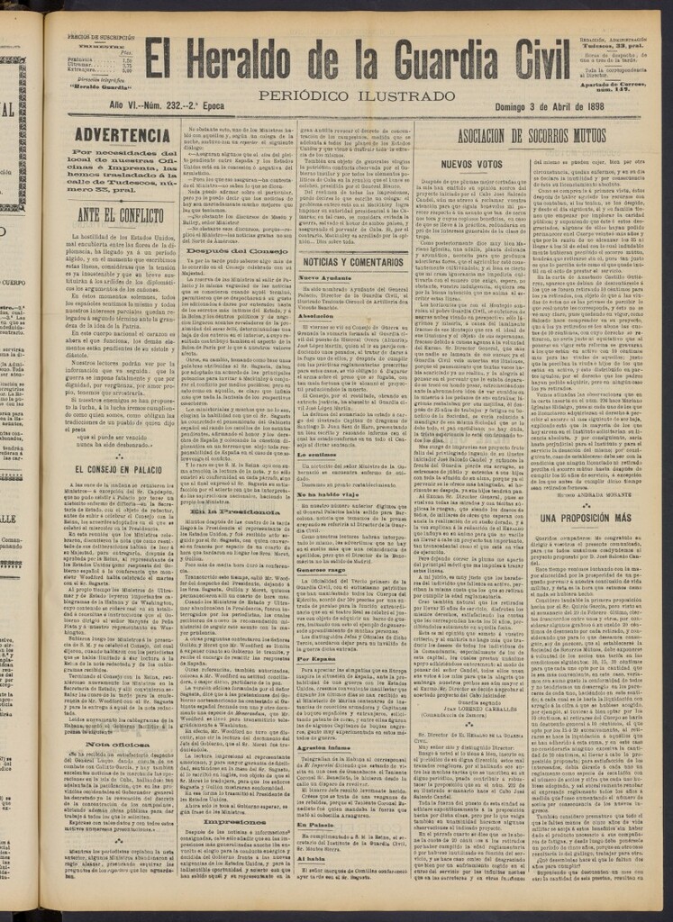 Miniatura de Heraldo de la Guardia Civil del 3 de abril de 1898