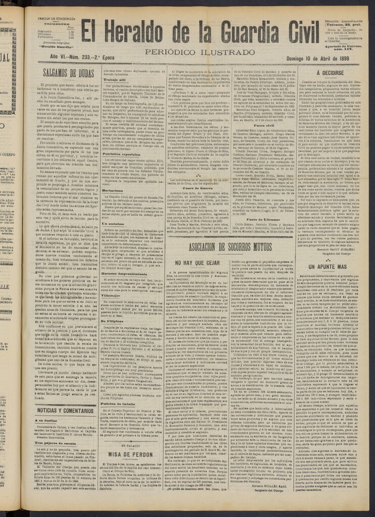 Miniatura de Heraldo de la Guardia Civil del 10 de abril de 1898