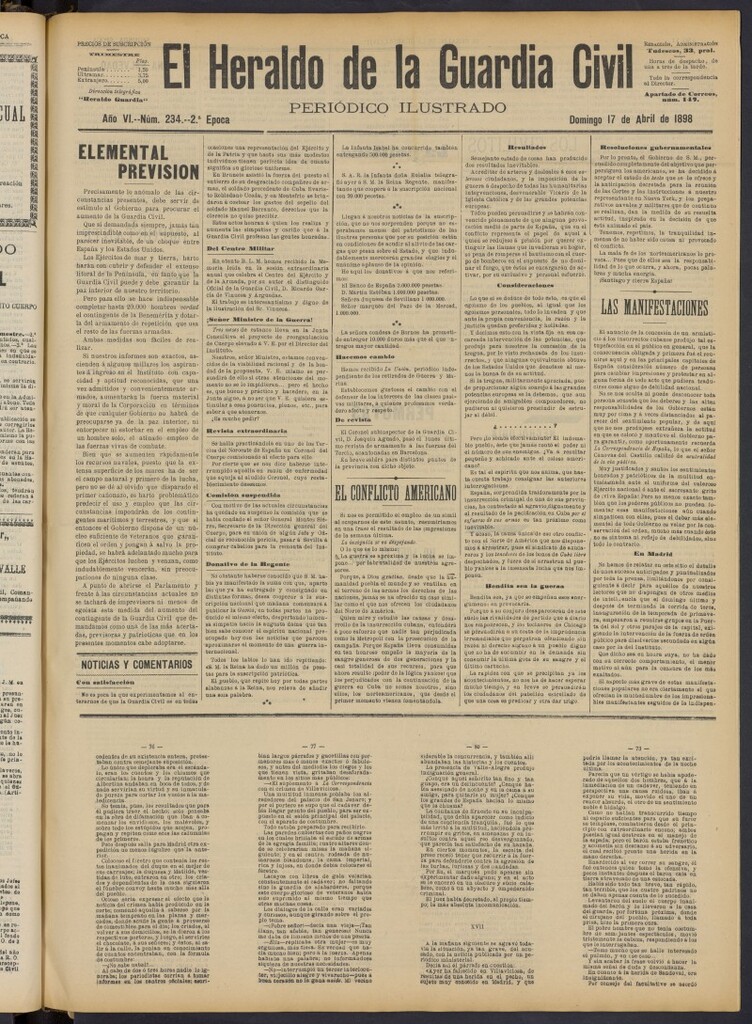 Miniatura de Heraldo de la Guardia Civil del 17 de abril de 1898