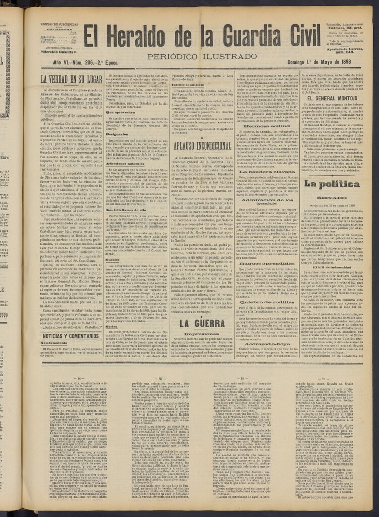 Miniatura de Heraldo de la Guardia Civil del 1 de mayo de 1898