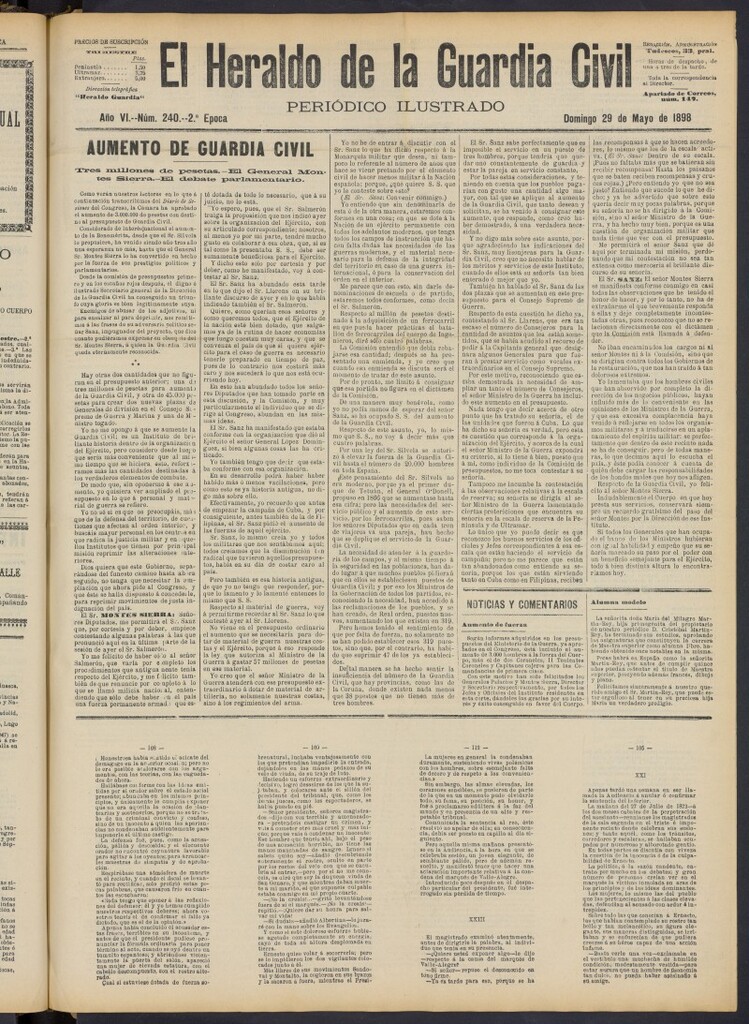 Miniatura de Heraldo de la Guardia Civil del 29 de mayo de 1898