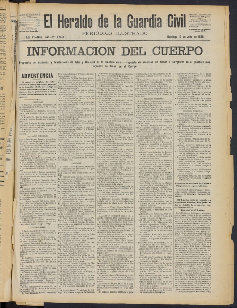 Miniatura de Heraldo de la Guardia Civil del 10 de julio de 1898