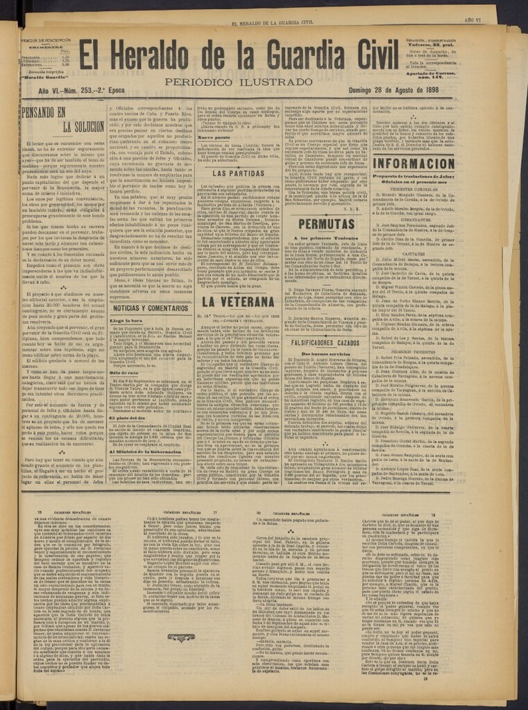 Miniatura de Heraldo de la Guardia Civil del 28 de agosto de 1898