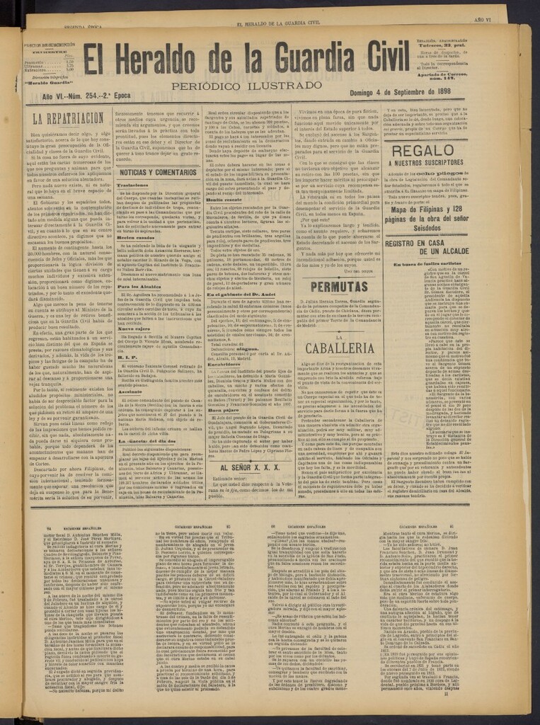 Miniatura de Heraldo de la Guardia Civil del 4 de septiembre de 1898