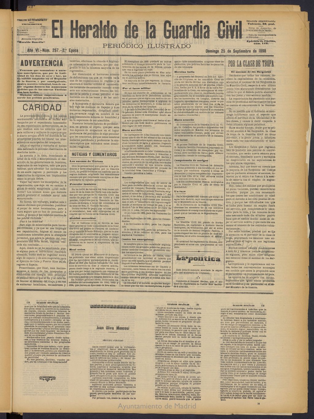 Miniatura de Heraldo de la Guardia Civil del 25 de septiembre de 1898