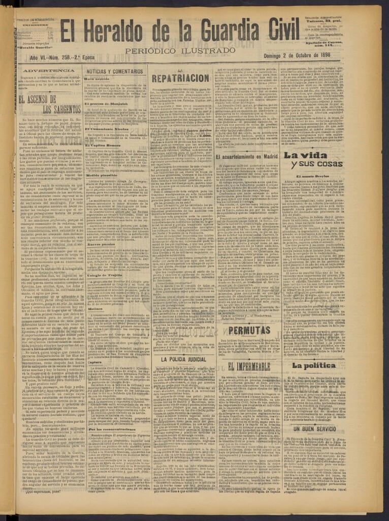 Miniatura de Heraldo de la Guardia Civil del 2 de octubre de 1898