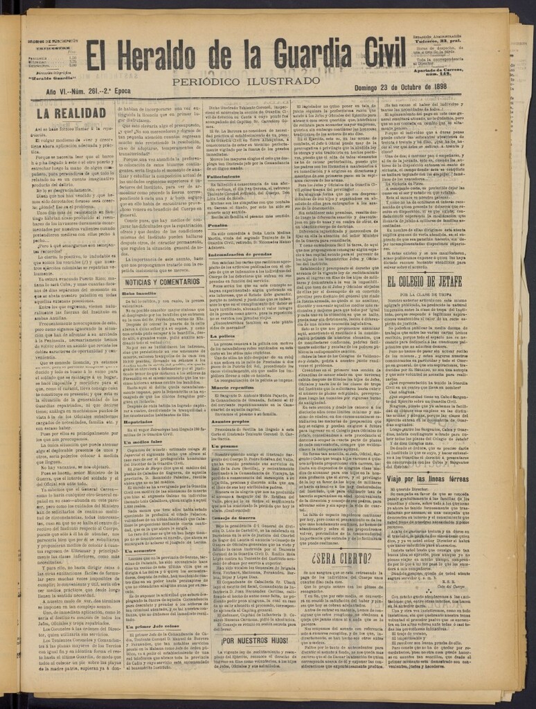 Miniatura de Heraldo de la Guardia Civil del 23 de octubre de 1898