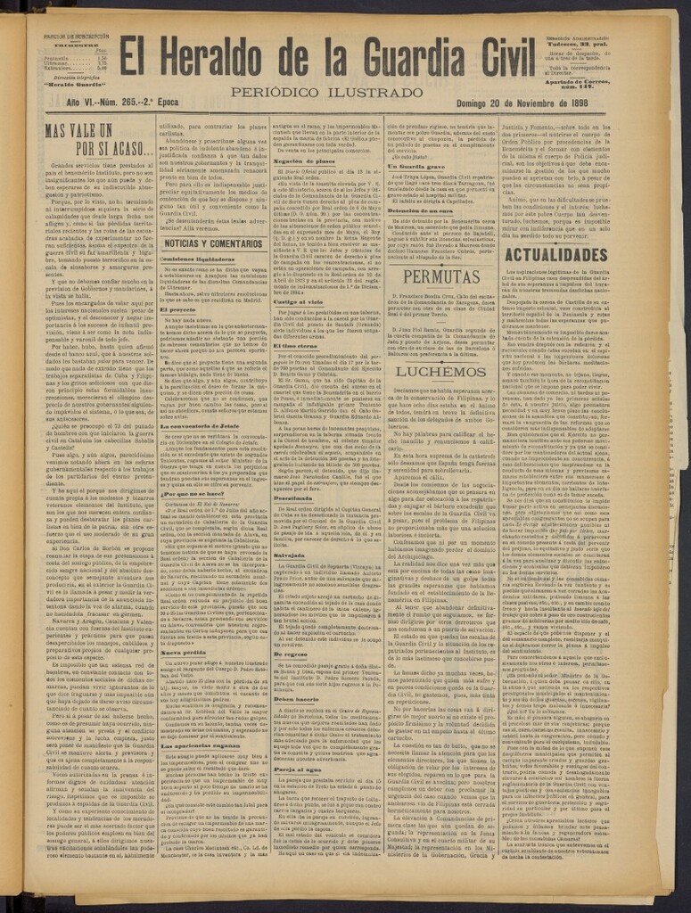 Miniatura de Heraldo de la Guardia Civil del 20 de noviembre de 1898