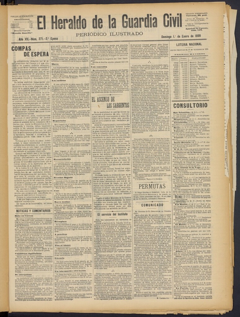 Miniatura de Heraldo de la Guardia Civil del 1 de enero de 1899