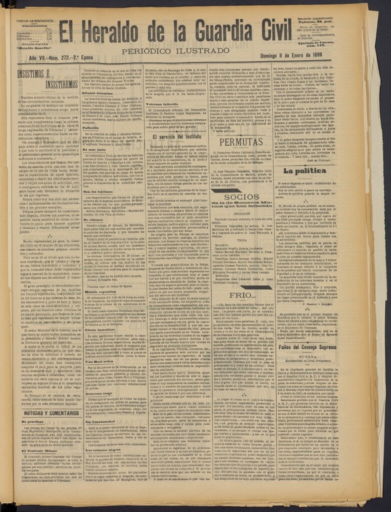 Miniatura de Heraldo de la Guardia Civil del 8 de enero de 1899