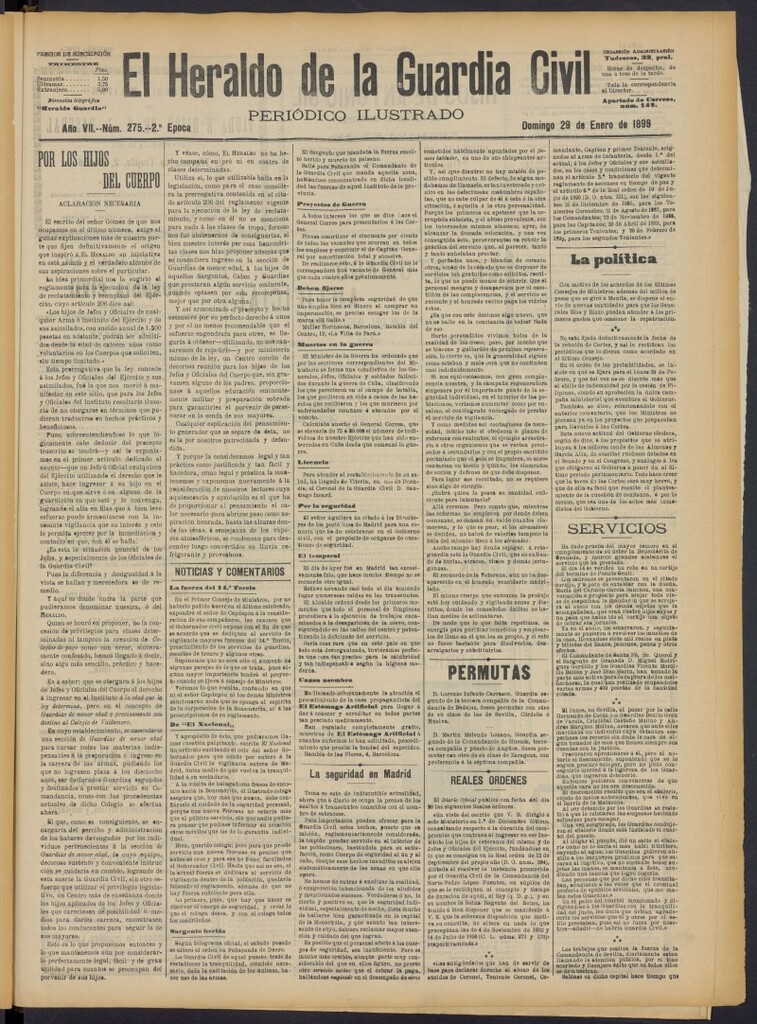 Miniatura de Heraldo de la Guardia Civil del 29 de enero de 1899