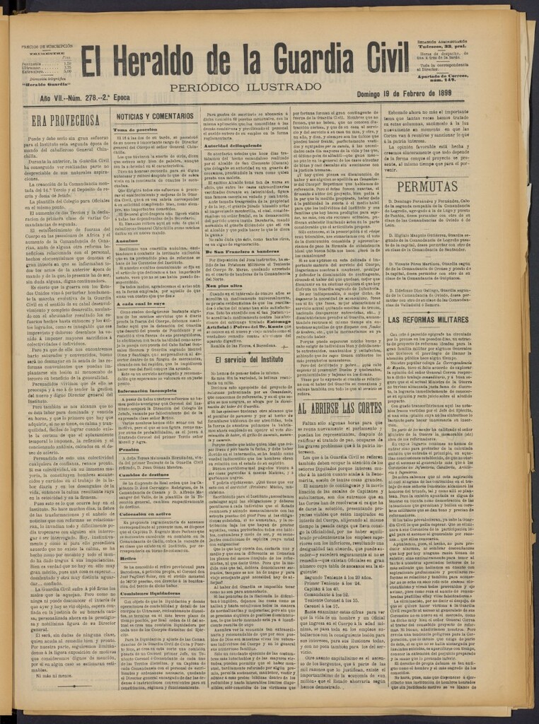 Miniatura de Heraldo de la Guardia Civil del 19 de febrero de 1899
