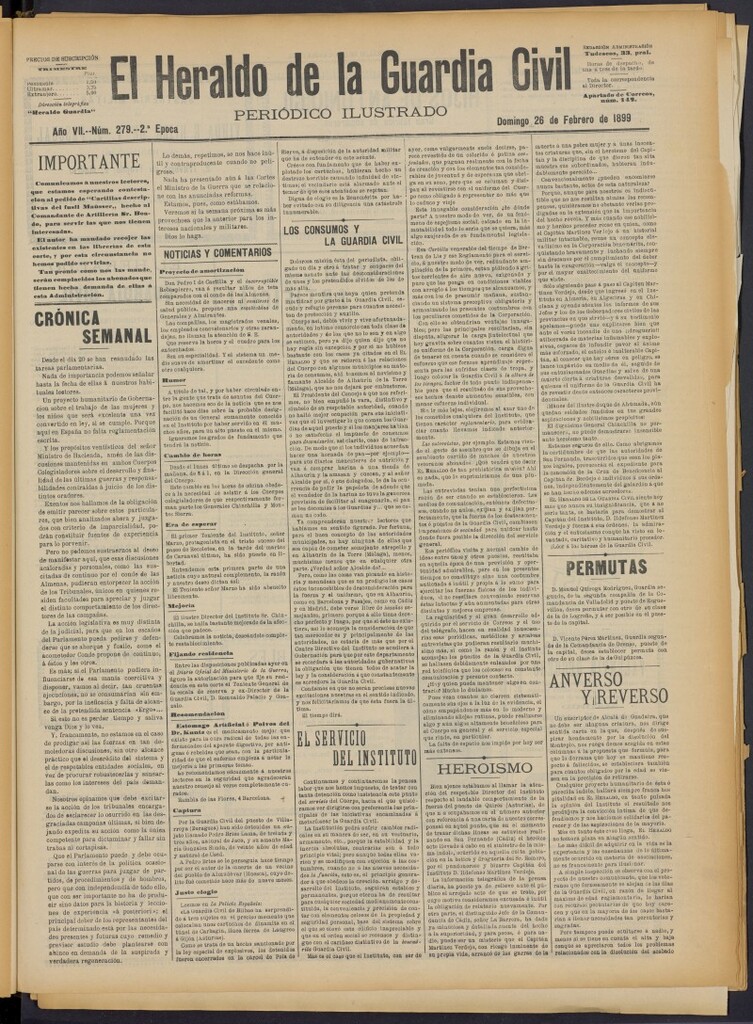 Miniatura de Heraldo de la Guardia Civil del 26 de febrero de 1899