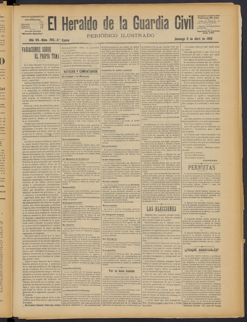 Miniatura de Heraldo de la Guardia Civil del 9 de abril de 1899