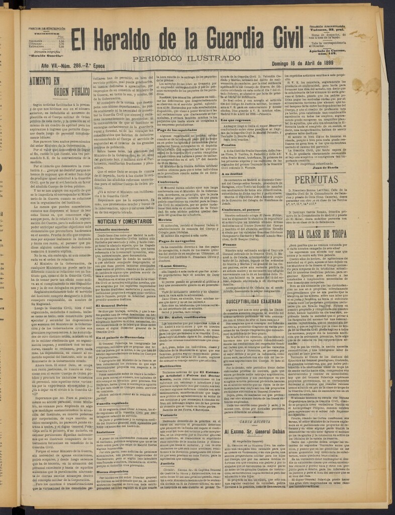 Miniatura de Heraldo de la Guardia Civil del 16 de abril de 1899
