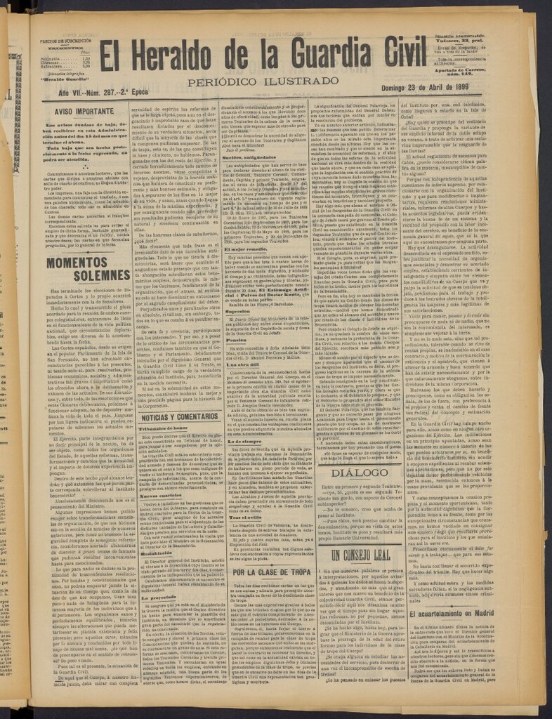 Miniatura de Heraldo de la Guardia Civil del 23 de abril de 1899