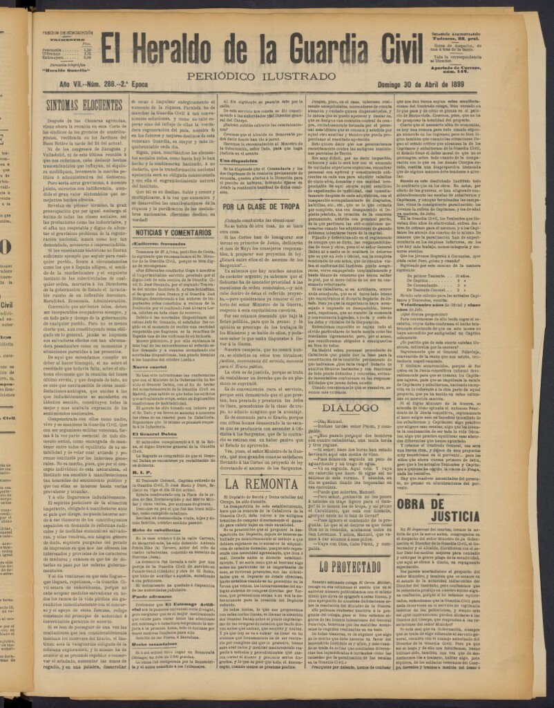 Miniatura de Heraldo de la Guardia Civil del 30 de abril de 1899