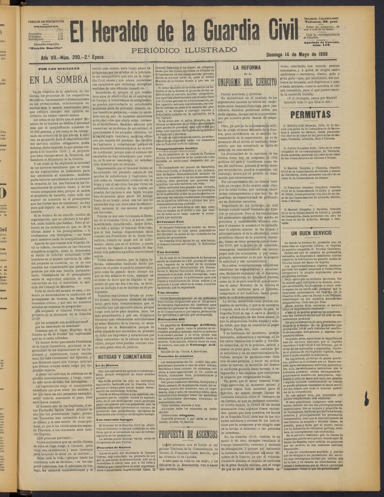 Miniatura de Heraldo de la Guardia Civil del 14 de mayo de 1899