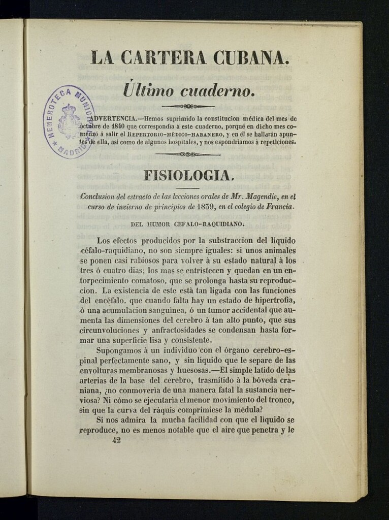Miniatura de La Cartera Cubana de [diciembre] de 1840