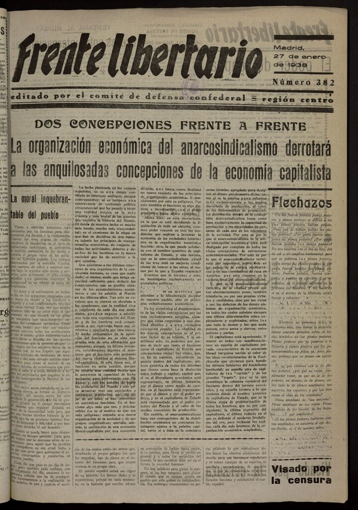 Miniatura de Frente Libertario: Órgano de las Milicias Confederales del 27 de enero de 1938