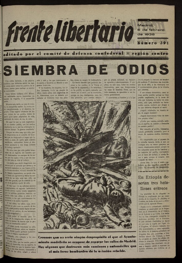 Miniatura de Frente Libertario: Órgano de las Milicias Confederales del 6 de febrero de 1938