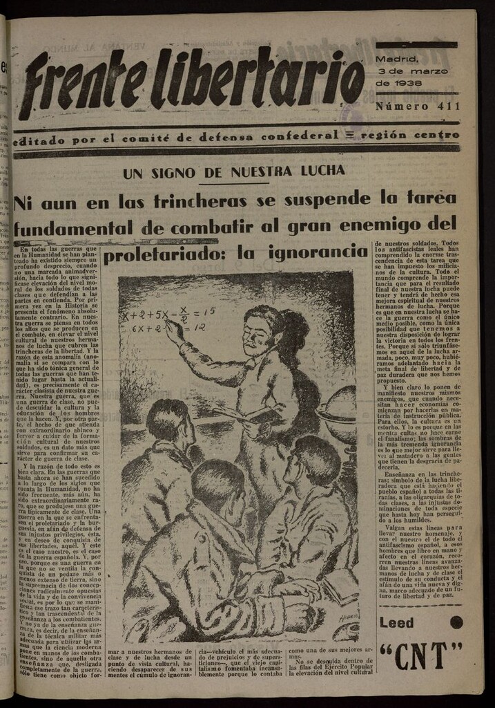 Miniatura de Frente Libertario: Órgano de las Milicias Confederales del 3 de marzo de 1938