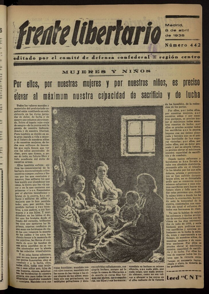 Miniatura de Frente Libertario: Órgano de las Milicias Confederales del 8 de abril de 1938