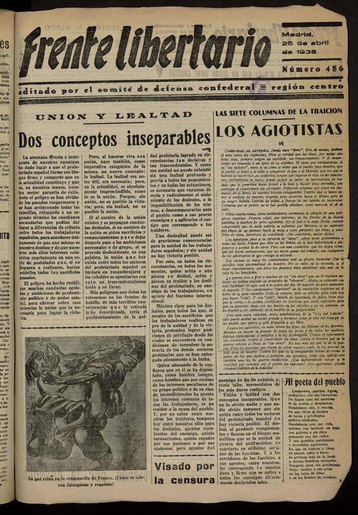 Miniatura de Frente Libertario: Órgano de las Milicias Confederales del 25 de abril de 1938