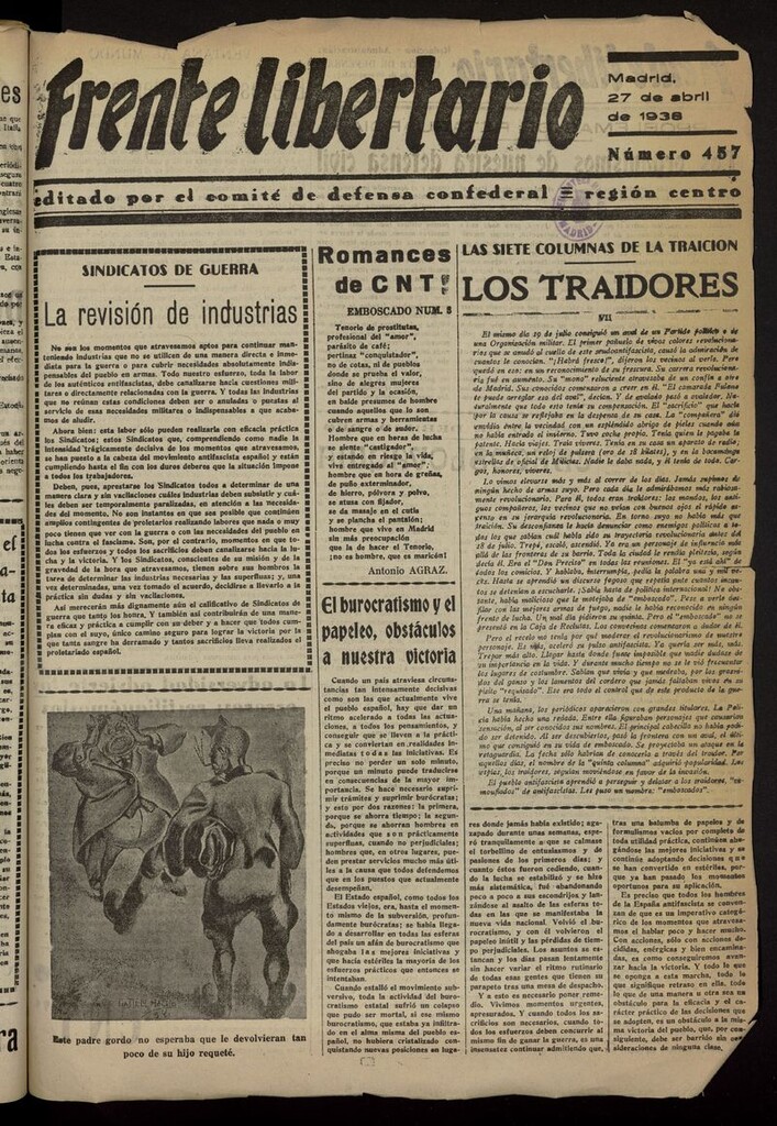 Miniatura de Frente Libertario: Órgano de las Milicias Confederales del 27 de abril de 1938