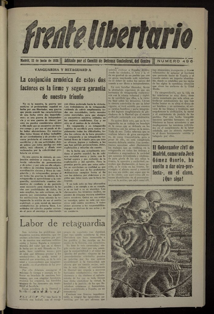 Miniatura de Frente Libertario: Órgano de las Milicias Confederales del 12 de junio de 1938